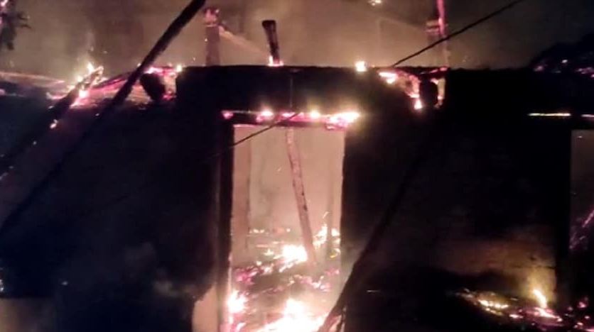 family burnt alive in a house fire